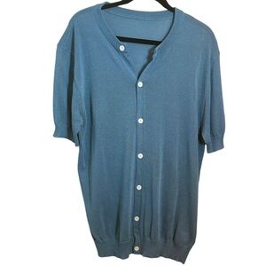 Manfinity Large Blue Casual Button Down Shirt Relaxed Fit